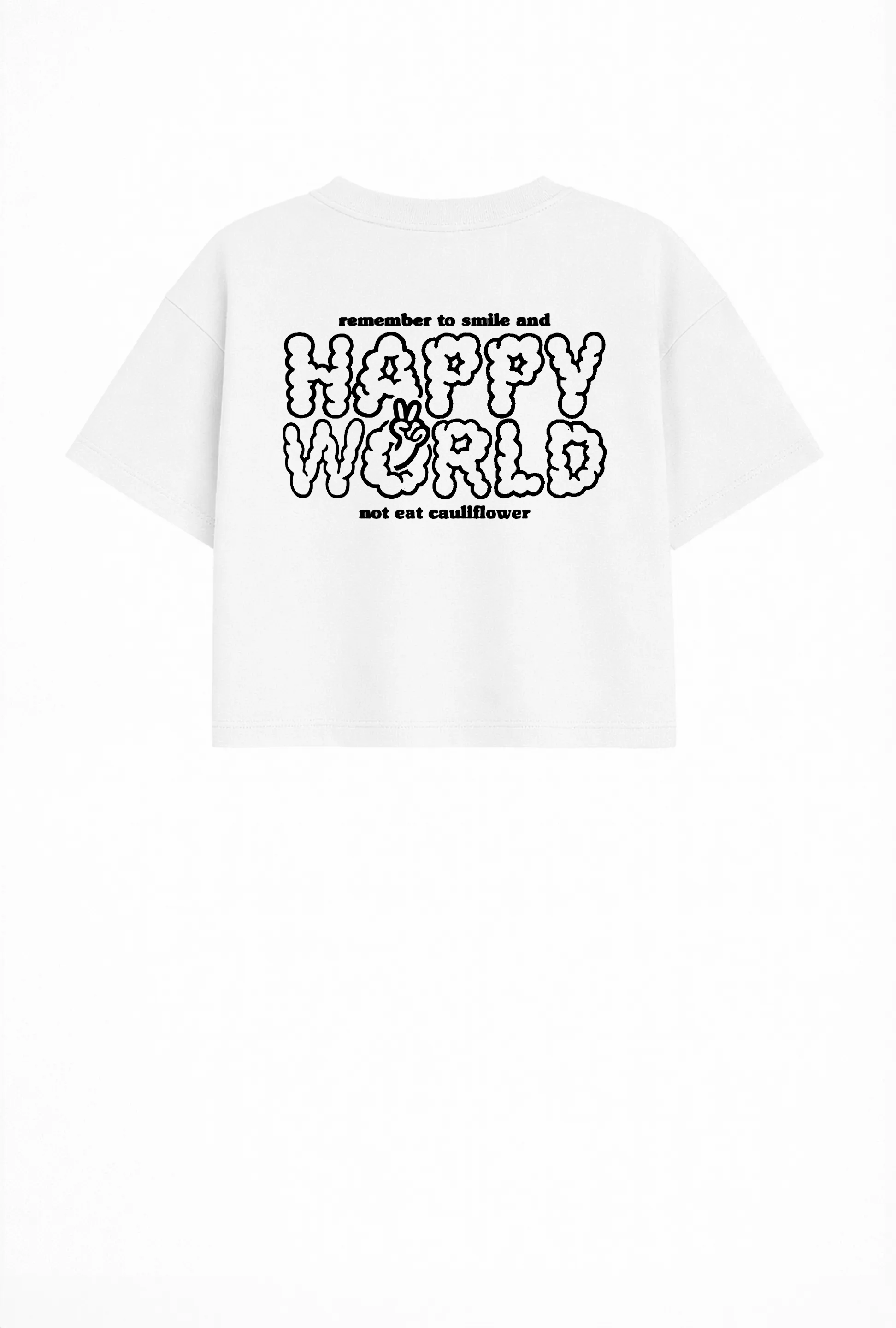Happy World Crop Tee — White