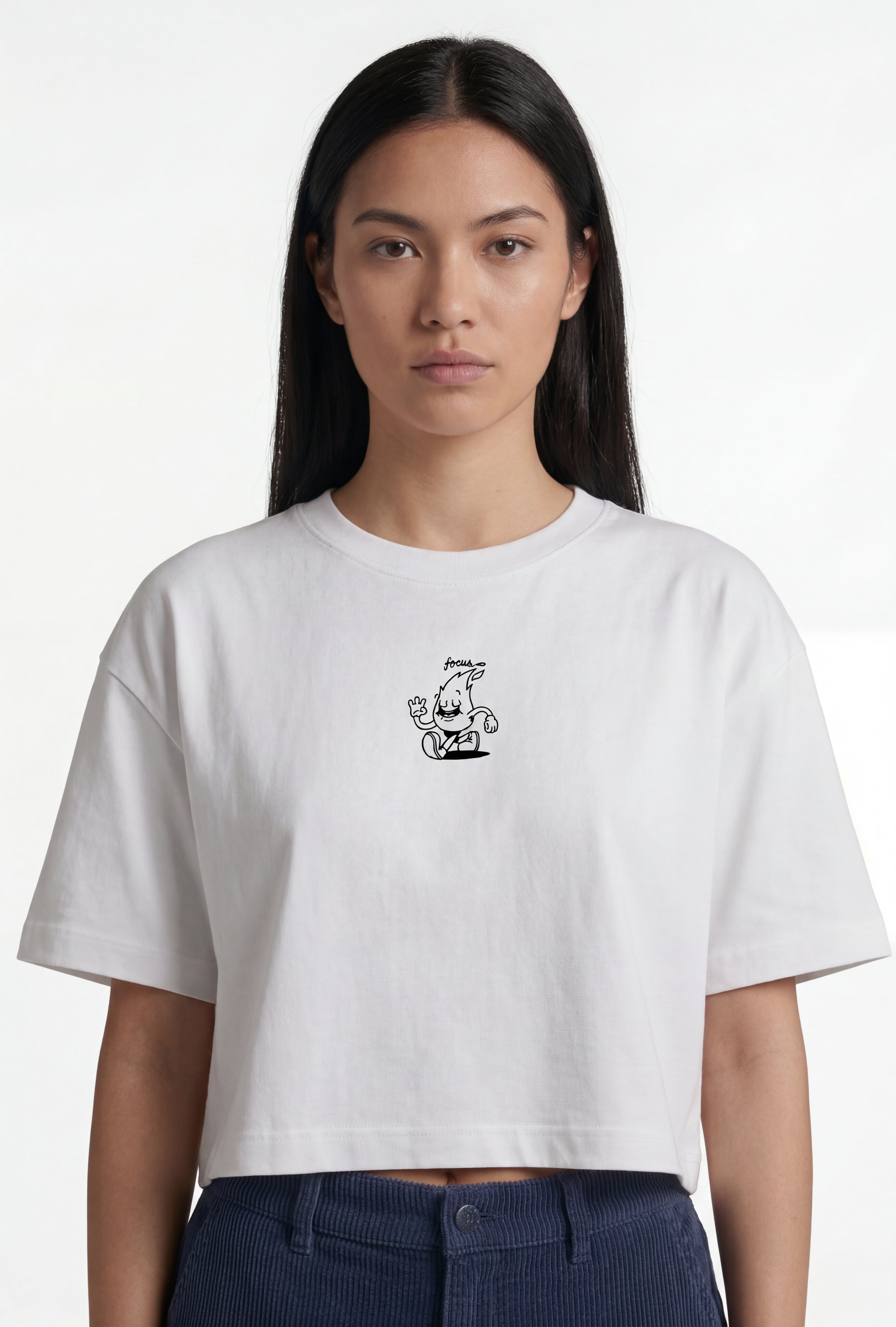 Happy World Crop Tee — White