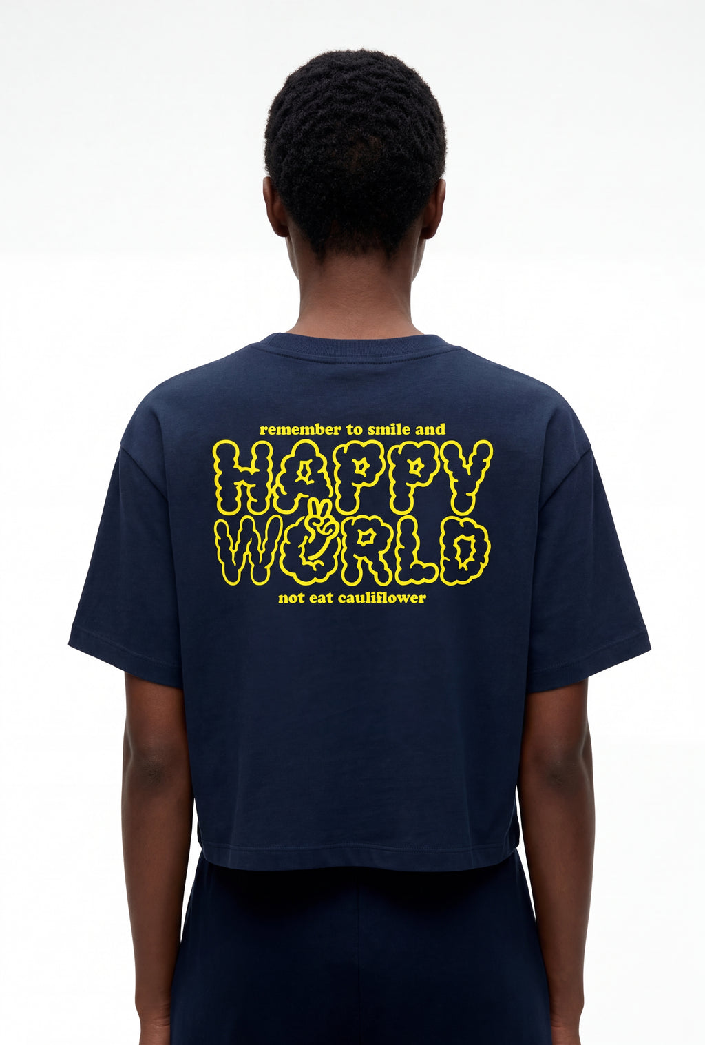 Happy World Crop Tee — Purple