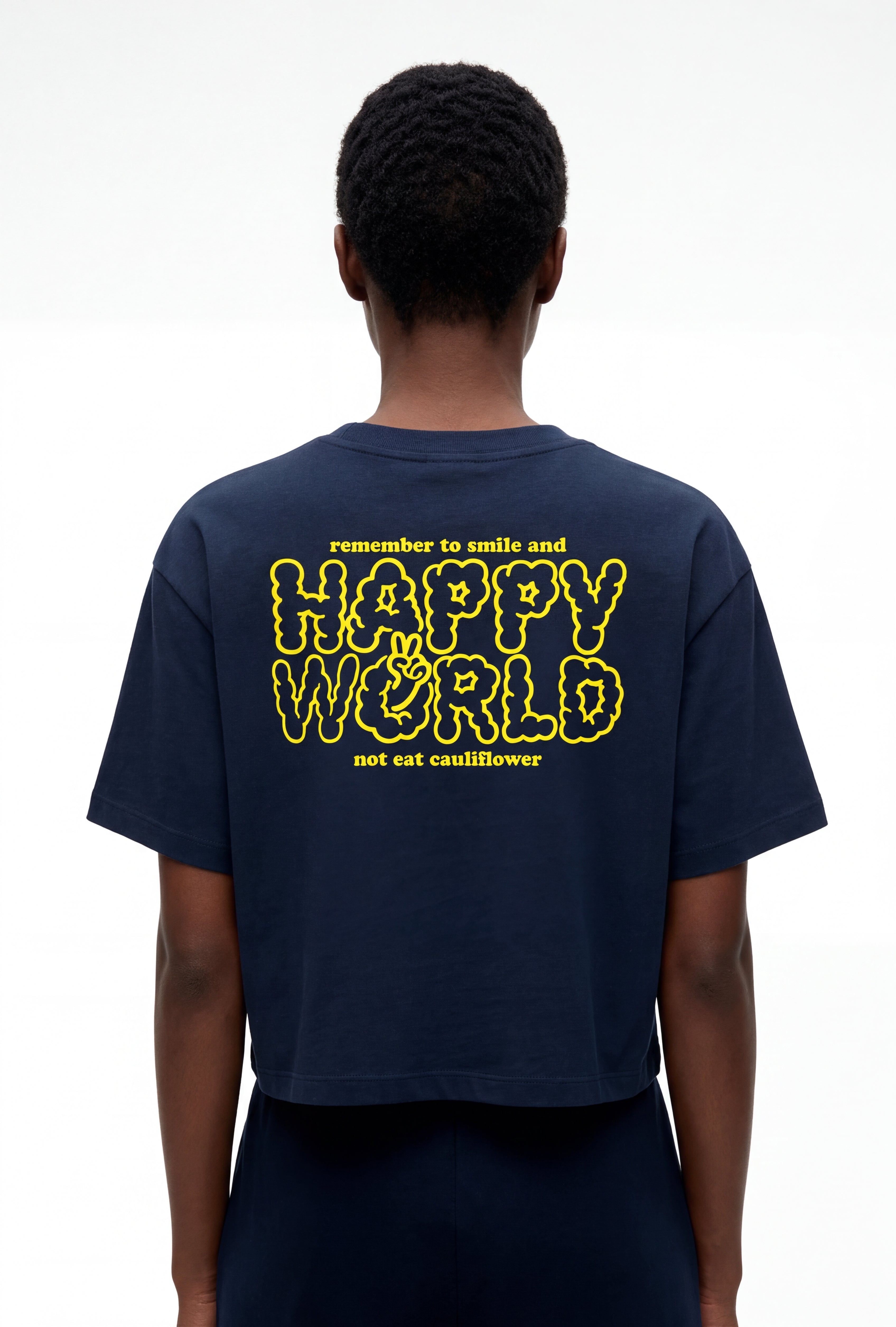 Happy World Crop Tee — Purple