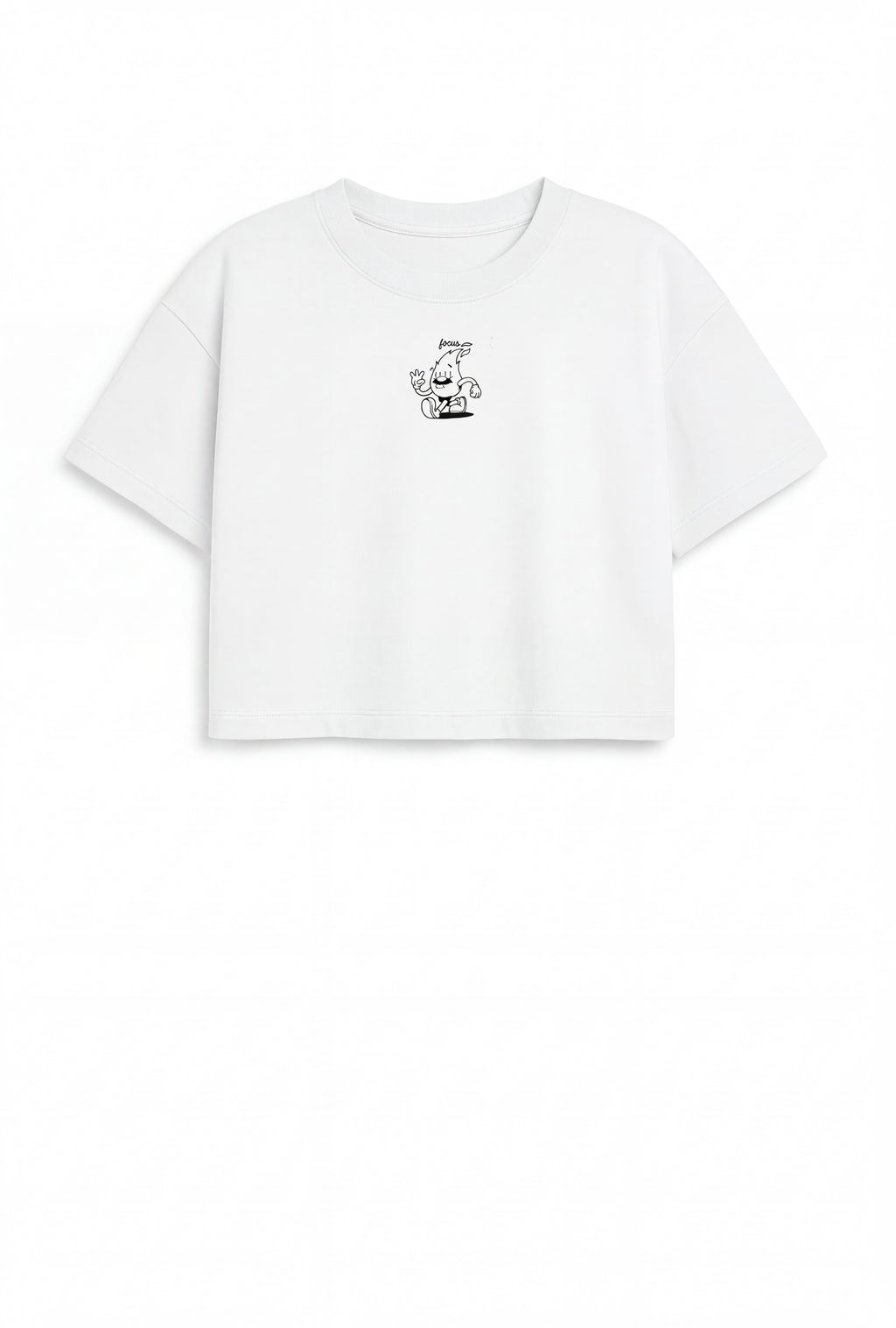Happy World Crop Tee — White