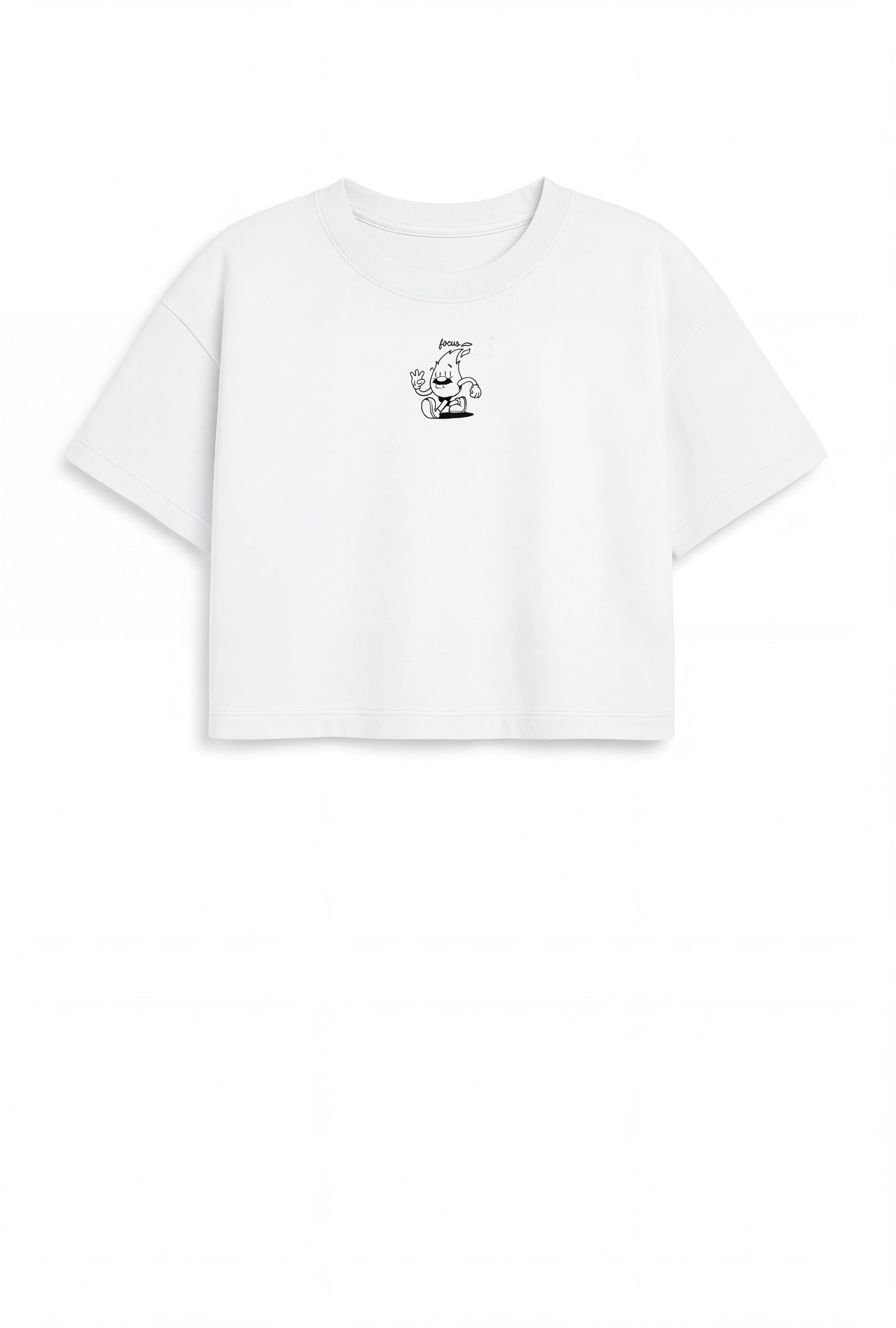 Happy World Crop Tee — White